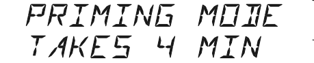 Display toont PRIMING MODE TAKES 4 MIN