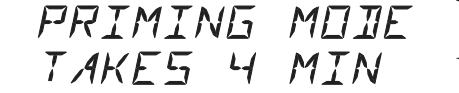 Display toont PRIMING MODE TAKES 4 MIN