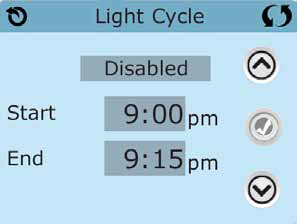 Lichttimerscherm: uitgeschakeld en instelbaar