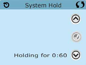 Systeem in Hold-modus voor 1 uur