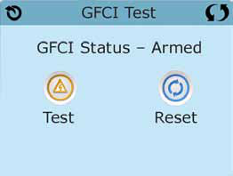 GFCI-testscherm met Test en Reset