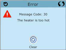 Meldingenscherm met een heatermelding en wisfunctie
