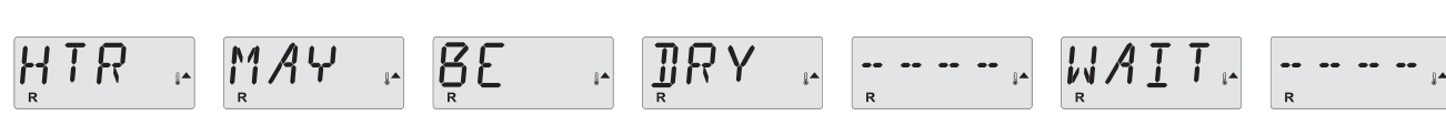 Display: HTR MAY BE DRY / WAIT