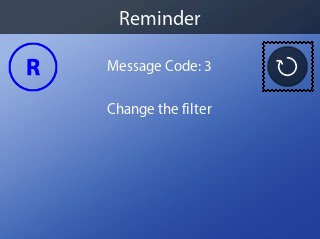 Herinneringsscherm: Message Code 3, vervang het filter