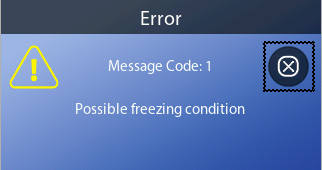Meldingsscherm: Message Code 16, mogelijke vorstconditie