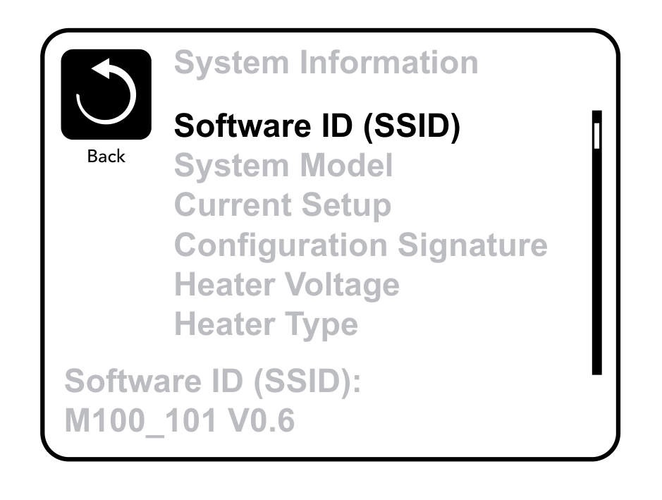 Systeeminformatie TP800/TP900 met Software ID SSID en alle systeemitems