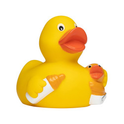 Rubber badeendje baby met fles Rubber badeendje baby met fles