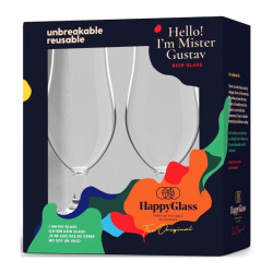 Kunststof bierglas HappyGlass model Gustav, set van 2 stuks
