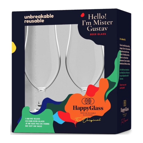 Kunststof bierglas HappyGlass model Gustav, set van 2 stuks