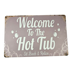 Metalen Bordje Welcome to the Hottub 30 x 20 cm Metalen Bordje Welcome to the Hottub 30 x 20 cm