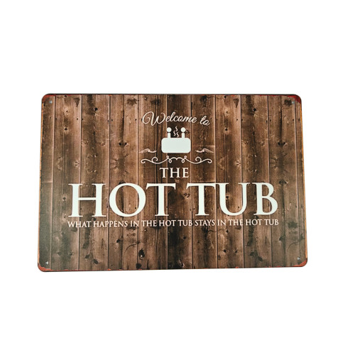Metalen Bordje What happens in the hottub stays in the hottub 30 x 20 cm
