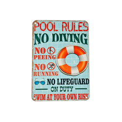 Metalen Bordje Pool rules 20 x 14 cm Metalen Bordje Pool rules 20 x 14 cm