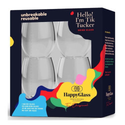 Kunststof water of wijnglazen van HappyGlass model Tik Tucker, set van 4 stuks Kunststof water of wijnglazen van HappyGlass model Tik Tucker, set van 4 stuks