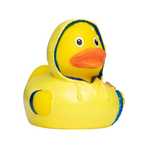 Rubber badeendje met poncho - regenjas Rubber badeendje met poncho - regenjas