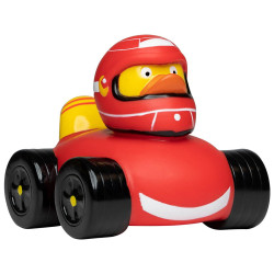 Rubber badeendje racer met raceauto Rubber badeendje racer met raceauto